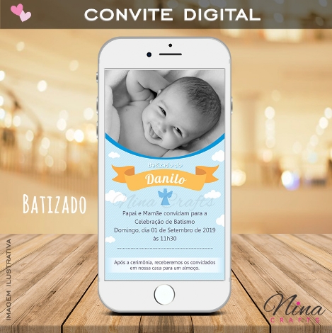 Convite Digital Batizado Menino