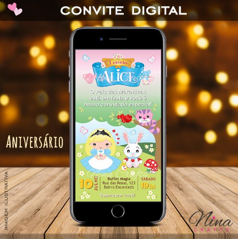 Convite Digital Aniversário Alice
