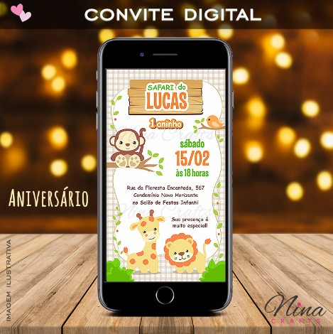 Convite Digital Aniversário Safari